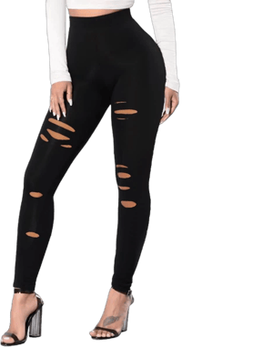 Morefeel Ripped Leggings for Women-High Wisted Leggings for Women Tummy Control Cutout Yoga Pants