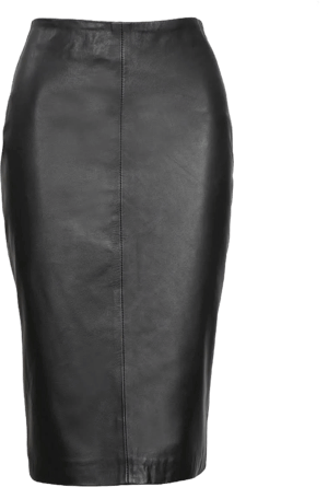 Womens AngelJackets Black Midi Leather Skirt With Back Slit