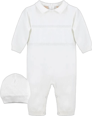 Elegant Christening Romper & Hat Set