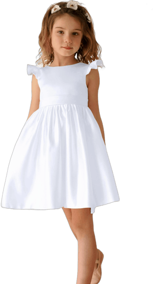 V-Back Satin Flower Girl Dress with Bowknot