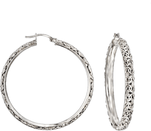 Sterling Silver Byzantine Hoop Earrings