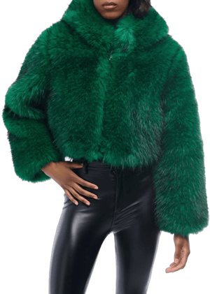 Azalea Wang Gemini Faux Fur Cropped Jacket