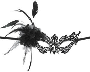 Floral Filigree Feather Masquerade Mask