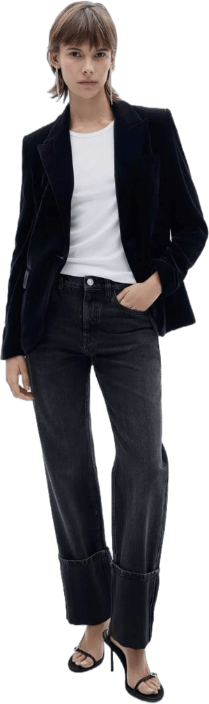 MANGO Women's Structured Velvet Blazer