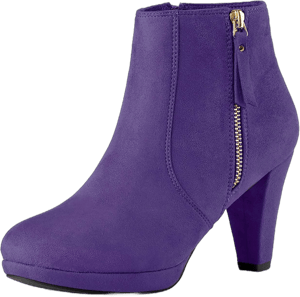 Allegra K Women's Round Toe Side Zip Low Platform Chunky Heel Ankle Booties