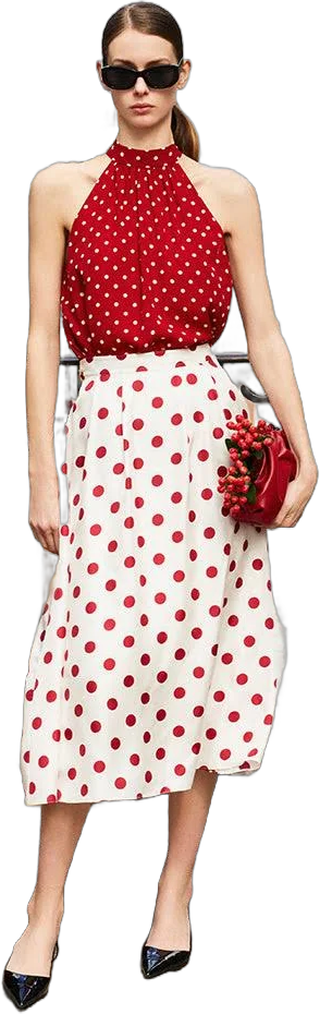 16 Momme Mulberry Silk Polka Dot Half Skirt