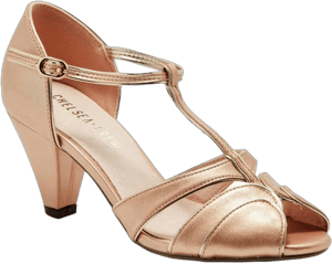 Chelsea Crew 1920s Rose Gold Leatherette T-Strap Penelope Heels