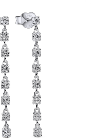 Pandora Sterling Silver Sparkling Eight Stones Drop Earrings