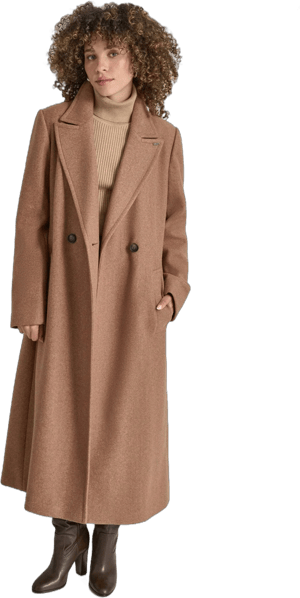 DKNY Women's Notched-Collar Double-Breasted Wool Wrap Coat