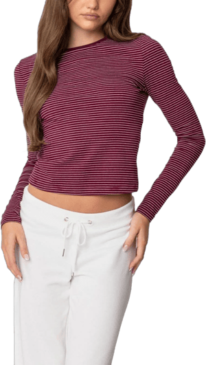 Edikted Brianna Striped Long Sleeve T-Shirt