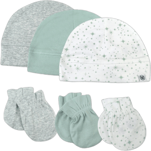 Honest Baby Clothing 6-Piece Organic Cotton Mitt and Hat Set