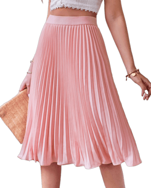 Kate Kasin Women's High Waist Pleated A-Line Swing Skirt