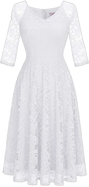 Dressystar Women's Lace A-Line Homecoming Bridesmaid Midi Dress