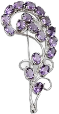 Sterling Silver Amethyst Floral Brooch Pin