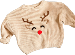 Hand Embroidered Reindeer Sweater