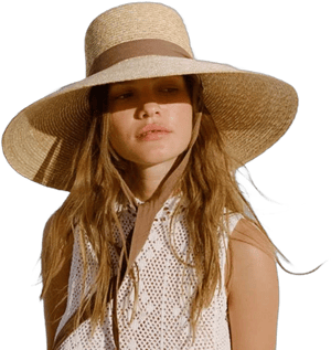 Women's Wide Brim Straw Sun Hat with Ribbon