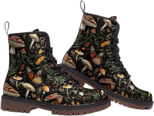 Cottagecore Lightweight Vegan Leather Butterfly Mushroom Boots