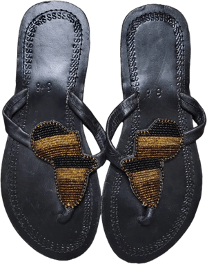 Masai Beaded African Sandals Map of Africa Size