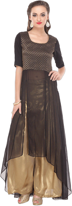 Georgette Asymmetric High Low Hem Kurta