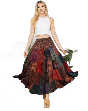 Esme Patchwork Maxi Flare Skirt