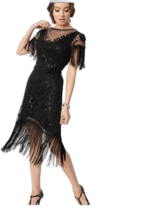 Unique Vintage 1920s Nadine Flapper Beaded Dress