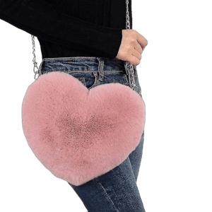 Cute Kawaii Heart Shaped Faux Fur Crossbody Bag