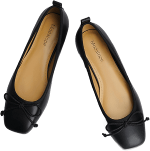 Modatope Women's Closed Square Toe Bowknot Ballet Flats