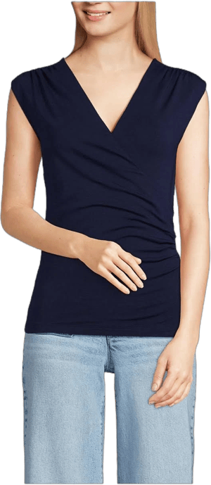 Lands' End Women's Lightweight Jersey Wrap Front Top