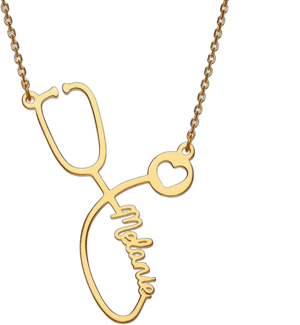 Zales Script Name Cut-Out Heart Loop Stethoscope Necklace, 20"