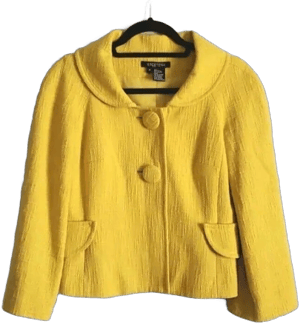 Etcetera Yellow Neon Mod Vtg Inspired Woven Textured Blazer Jacket