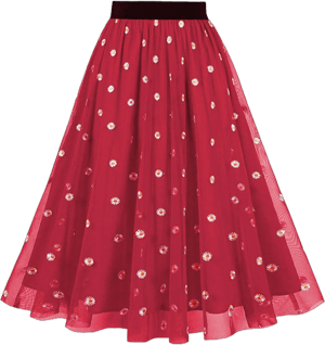 Vintage 1950s Daisy High Pleated Swing Skirt