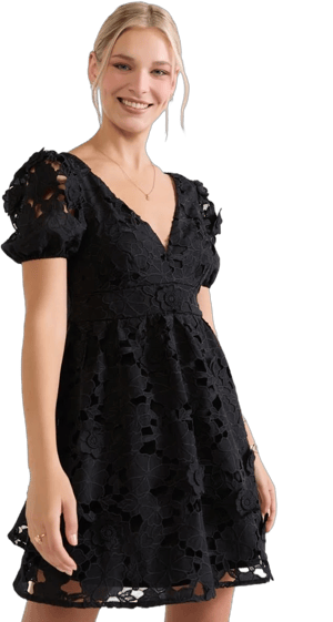 Francesca's Katie 3D Floral Lace Mini Dress