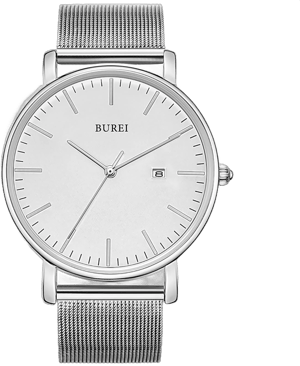 Burei Minimalist Analog Quartz Watch with Mesh Band