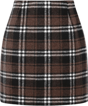 Kinghua Women's Wool Plaid High-Waisted Bodycon Mini Skirt