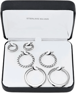 Sterling Silver Hoop Earrings Gift Set