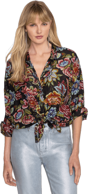 Johnny Was Women's Audrey Oversized Silk/Linen Blouse