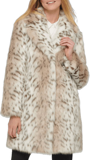 KARL LAGERFELD Notch Collar Faux Fur Coat