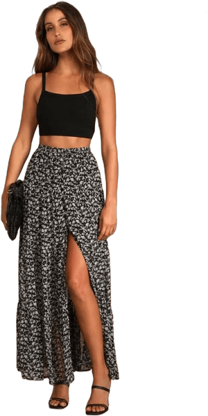 Lulus Floral Print Tiered Maxi Skirt