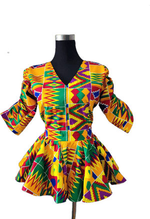 Kente Peplum Rainbow Top