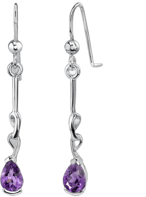 Oravo 1 ct Pear Amethyst Drop Earrings in Sterling Silver