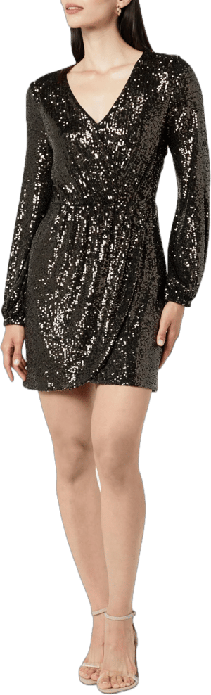 The Drop Helena Sequin Wrap Dress