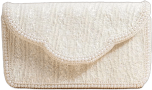 Caitlin Pearl Embellished Scallop Clutch Bag