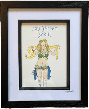 It's Britney B*tch! Hand drawn original artwork of Britney Spears during her famous performance at MTV VMAs. Framed & mounted.