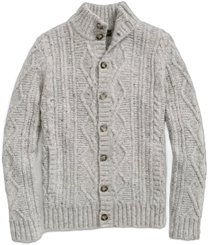 Brooks Brothers Men's Aran Knit Cardigan in Donegal Merino Wool