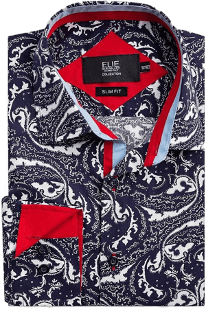 ELIE BALLEH Men's Slim Fit Paisley Sport Shirt