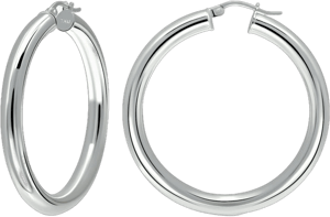 925 Sterling Silver High Polished Chuncy Hoop Earrings