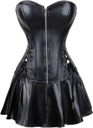 Gothic Artificial Leather Bandeau Corset & Skirt