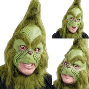 Grinchy's Latex Mask with Fur Collar