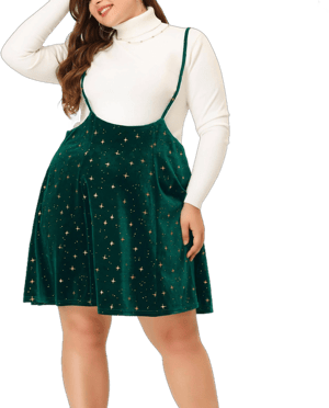 Agnes Orinda Women's Velvet High-Rise Star Suspender Skirt