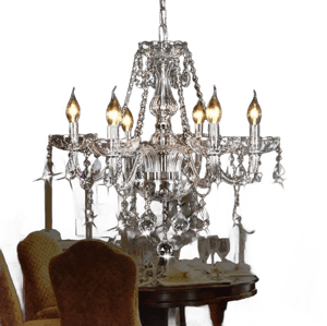 CRYSTOP Classic Vintage Crystal Candle Chandeliers Lighting 6 Lights Pendant Ceiling Fixture Lamp